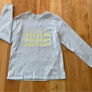 Peloton Gray Long Sleeve Tee with Yellow Logo